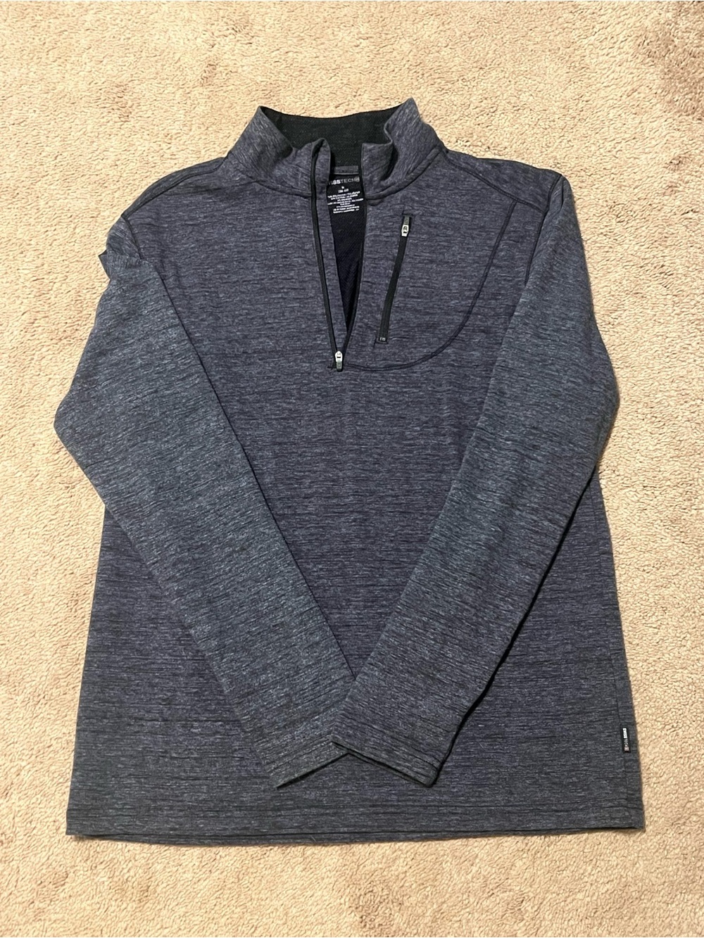 Swiss Tech Men's Zip-Front Pullover Sweater - Blue Grey